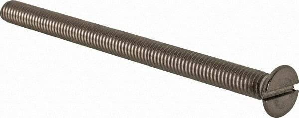Value Collection - M4x0.70 Metric Coarse, 60mm OAL Slotted Drive Machine Screw - Flat Head, Grade 18-8 & A2 Stainless Steel, Uncoated, Without Washer - Industrial Tool & Supply