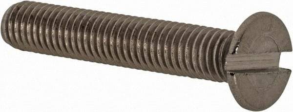 Value Collection - M5x0.80 Metric Coarse, 30mm OAL Slotted Drive Machine Screw - Flat Head, Grade 18-8 & A2 Stainless Steel, Uncoated, Without Washer - Industrial Tool & Supply