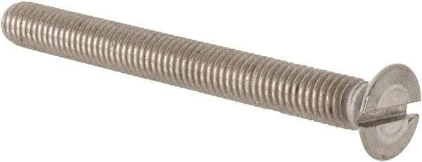 Value Collection - M5x0.80 Metric Coarse, 50mm OAL Slotted Drive Machine Screw - Flat Head, Grade 18-8 & A2 Stainless Steel, Uncoated, Without Washer - Industrial Tool & Supply