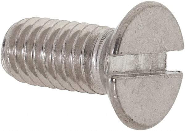 Value Collection - M6x1.00 Metric Coarse, 14mm OAL Slotted Drive Machine Screw - Flat Head, Grade 18-8 & A2 Stainless Steel, Uncoated, Without Washer - Industrial Tool & Supply