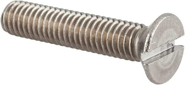 Value Collection - M6x1.00 Metric Coarse, 30mm OAL Slotted Drive Machine Screw - Flat Head, Grade 18-8 & A2 Stainless Steel, Uncoated, Without Washer - Industrial Tool & Supply