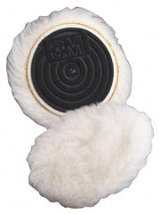 3M - 5-1/4" Diam Wool Bonnet Pad - 15/16" Pile, Hook & Loop Attachment - Industrial Tool & Supply