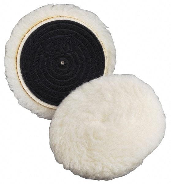 3M - 5-1/4" Diam Wool Bonnet Pad - 15/16" Pile, Hook & Loop Attachment - Industrial Tool & Supply