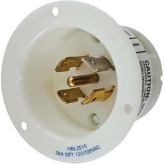 Locking Inlet: Inlet, Industrial, L21-20P, 120 & 208V, White Grounding, 20A, Nylon, 4 Poles, 5 Wire