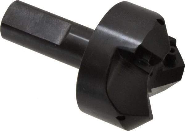 Cutting Tool Technologies - 45° Lead Angle, 1-1/2" Max Cut Diam, 1-1/2" Min Cut Diam, 0.32" Max Depth of Cut, Indexable Chamfer and Angle End Mill - 3 Inserts, CNMG 432 Insert Style, 3-1/4" Overall Length, Straight Shank, 45° Included Angle - Industrial Tool & Supply