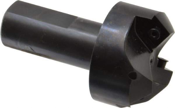 Cutting Tool Technologies - 45° Lead Angle, 1-1/2" Max Cut Diam, 1-1/2" Min Cut Diam, 0.32" Max Depth of Cut, Indexable Chamfer and Angle End Mill - 3 Inserts, CNMG 432 Insert Style, 3-1/2" Overall Length, Straight Shank, 45° Included Angle - Industrial Tool & Supply