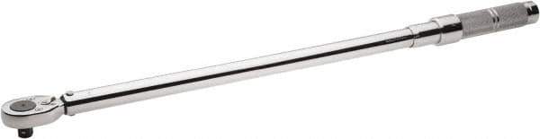Proto - 1/2" Drive Micrometer Type Ratchet Head Torque Wrench - 75 N/m to 345 N/m Torque, 27-1/8" OAL, 1.36 N/m Graduation, Ratchet Head - Industrial Tool & Supply