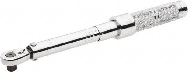 Proto - 3/8" Drive Micrometer Type Ratchet Head Torque Wrench - 40 In/Lb to 200 In/Lb Torque, 11-7/8" OAL, 0.11 N/m Graduation, Ratchet Head - Industrial Tool & Supply