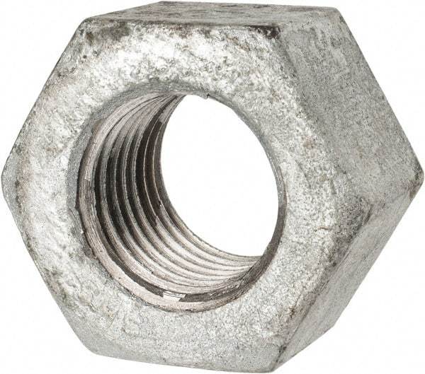 Value Collection - 1-1/4 - 7 UNC Steel Right Hand Heavy Hex Nut - 2" Across Flats, 1-7/32" High, Galvanized Finish - Industrial Tool & Supply