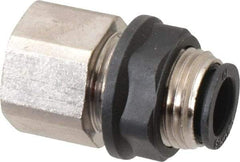 Legris - 10mm Outside Diam, 3/8 BSPP, Brass Push-to-Connect Tube Female Bulkhead - 290 Max psi - Industrial Tool & Supply