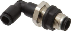 Legris - 6mm OD, Tube to Tube, Nylon/Nickel Plated Brass Push-to-Connect Bulkhead Union Elbow - 290 Max psi - Industrial Tool & Supply