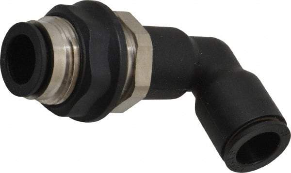 Legris - 12mm OD, Tube to Tube, Nylon/Nickel Plated Brass Push-to-Connect Bulkhead Union Elbow - 290 Max psi - Industrial Tool & Supply