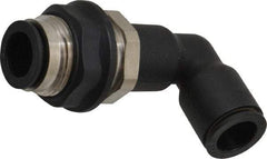 Legris - 12mm OD, Tube to Tube, Nylon/Nickel Plated Brass Push-to-Connect Bulkhead Union Elbow - 290 Max psi - Industrial Tool & Supply