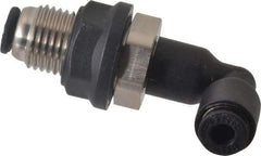 Legris - 1/8" OD, Tube to Tube, Nylon/Nickel Plated Brass Push-to-Connect Bulkhead Union Elbow - 290 Max psi - Industrial Tool & Supply