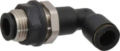 Legris - 3/8" OD, Tube to Tube, Nylon/Nickel Plated Brass Push-to-Connect Bulkhead Union Elbow - 290 Max psi - Industrial Tool & Supply