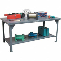 Strong Hold - Stationary Work Benches, Tables Type: Work Table Top Material: 7 Gauge Steel - Industrial Tool & Supply