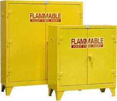 Strong Hold - 2 Door, 2 Shelf, Yellow Steel Standard Safety Cabinet for Flammable and Combustible Liquids - 49" High x 44" Wide x 18" Deep, Self Closing Door, 30 Gal Capacity - Industrial Tool & Supply