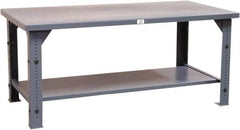 Strong Hold - 72 Wide x 36" Deep x 30" High, Maple Work Table - Flat Top, Angle Legs, Dark Gray - Industrial Tool & Supply