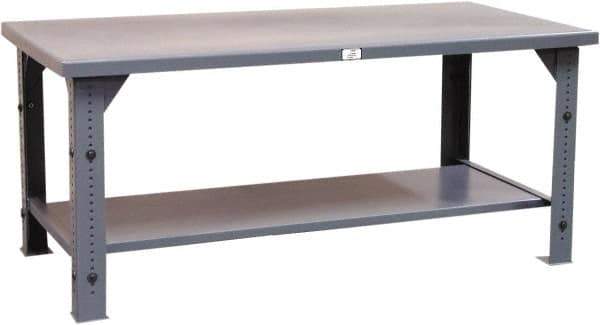 Strong Hold - 72 Wide x 36" Deep x 30" High, Stainless Steel Work Table - Flat Top, Angle Legs, Dark Gray - Industrial Tool & Supply