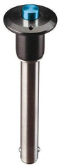 Jergens - 1" Diam, 3" Usable Length, Button Handle, Push Button Quick Release Pin - 6" Overall Length, Grade 17-4 Stainless Steel, Passivated Finish - Industrial Tool & Supply