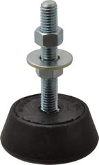 Mason Ind. - 150 Lb Capacity, 3/8-16 Thread, 3-3/8" OAL, Steel Stud, Studded Socket Mount Leveling Mount - 2-1/2" Stud Length, 2-1/4" Base Diam, Neoprene Pad with Steel Glide - Industrial Tool & Supply