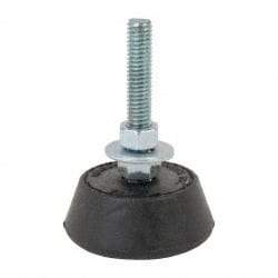 Mason Ind. - 250 Lb Capacity, 3/8-16 Thread, 3-3/8" OAL, Steel Stud, Studded Socket Mount Leveling Mount - 2-1/2" Stud Length, 2-1/4" Base Diam, Neoprene Pad with Steel Glide - Industrial Tool & Supply