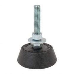 Mason Ind. - 250 Lb Capacity, 3/8-16 Thread, 3-3/8" OAL, Steel Stud, Studded Socket Mount Leveling Mount - 2-1/2" Stud Length, 2-1/4" Base Diam, Neoprene Pad with Steel Glide - Industrial Tool & Supply