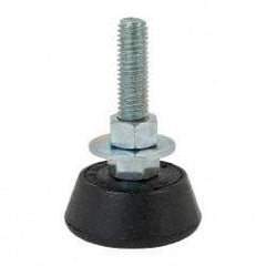 Mason Ind. - 1000 Lb Capacity, 1/2-13 Thread, 3-3/8" OAL, Steel Stud, Studded Socket Mount Leveling Mount - 2-1/2" Stud Length, 2-1/4" Base Diam, Neoprene Pad with Steel Glide - Industrial Tool & Supply