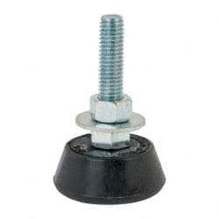 Mason Ind. - 600 Lb Capacity, 1/2-13 Thread, 3-3/8" OAL, Steel Stud, Studded Socket Mount Leveling Mount - 2-1/2" Stud Length, 2-1/4" Base Diam, Neoprene Pad with Steel Glide - Industrial Tool & Supply