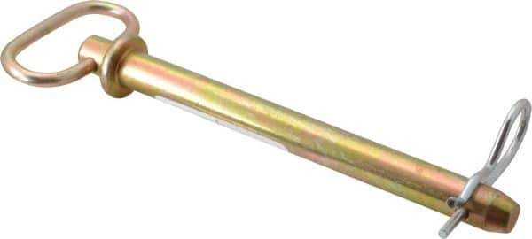Made in USA - 5/8" Pin Diam, 6-3/4" Long, Zinc Plated Steel Pull Ring Hitch Pin - 6" Usable Length - Industrial Tool & Supply