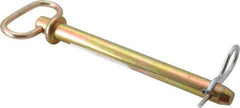 Made in USA - 5/8" Pin Diam, 6-3/4" Long, Zinc Plated Steel Pull Ring Hitch Pin - 6" Usable Length - Industrial Tool & Supply