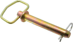 Made in USA - 3/4" Pin Diam, 5" Long, Zinc Plated Steel Pull Ring Hitch Pin - 4-1/4" Usable Length - Industrial Tool & Supply