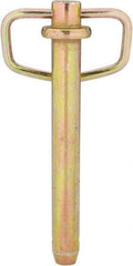 Made in USA - 3/4" Pin Diam, 6" Long, Zinc Plated Steel Pull Ring Hitch Pin - 5-1/4" Usable Length - Industrial Tool & Supply