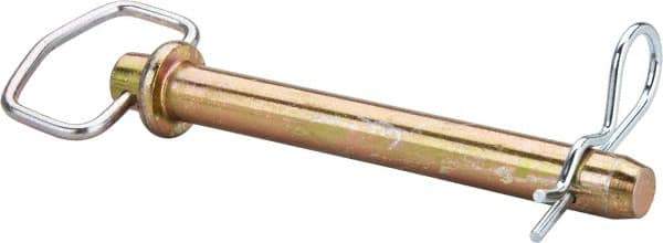 Made in USA - 7/8" Pin Diam, 7-1/2" Long, Zinc Plated Steel Pull Ring Hitch Pin - 6-1/2" Usable Length - Industrial Tool & Supply