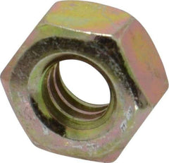 Value Collection - 1/4-20 UNC Steel Right Hand Hex Nut - 7/16" Across Flats, 7/32" High, Zinc Yellow Dichromate Finish - Industrial Tool & Supply