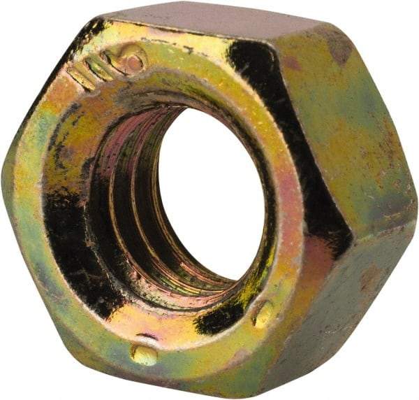Value Collection - 5/16-18 UNC Steel Right Hand Hex Nut - 1/2" Across Flats, 17/64" High, Zinc Yellow Dichromate Finish - Industrial Tool & Supply