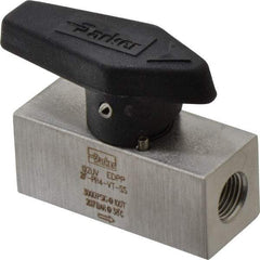 Parker - 1/8" Pipe, 3,000 psi WOG Rating, 316 Stainless Steel, Inline, One Way Instrumentation Plug Valve - Wedge Handle, FNPT x FNPT End Connections, Viton Seal - Industrial Tool & Supply