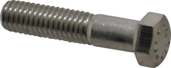 Value Collection - 7/16-14 UNC, 2" Length Under Head Hex Head Cap Screw - Partially Threaded, Grade 316 Stainless Steel, Uncoated, 5/8" Hex - Industrial Tool & Supply