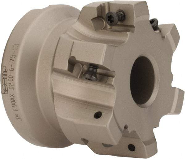Iscar - 6 Inserts, 2" Cut Diam, 3/4" Arbor Diam, 1/2" Max Depth of Cut, Indexable Square-Shoulder Face Mill - 0/90° Lead Angle, 1.57" High, 3M AXKT 1304 Insert Compatibility, Series Mill2000 - Industrial Tool & Supply