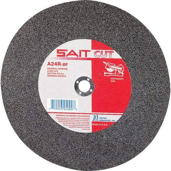 Sait - 14" 36 Grit Aluminum Oxide Cutoff Wheel - 1/8" Thick, 1" Arbor, 4,400 Max RPM, Use with Stationary Tools - Industrial Tool & Supply