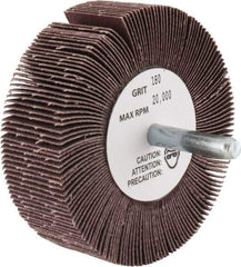 Merit Abrasives - 3" Diam x 1" Face Width, Very Fine Aluminum Oxide Coated Mounted Flap Wheel - 1/4" Shank Mount, 180 Grit, 30,000 Max RPM - Industrial Tool & Supply