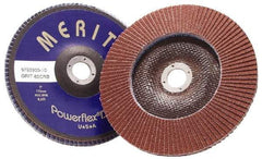 Merit Abrasives - 40 Grit, 7" Disc Diam, 7/8" Center Hole, Type 29 Ceramic Flap Disc - 8,600 Max RPM, Coated - Industrial Tool & Supply