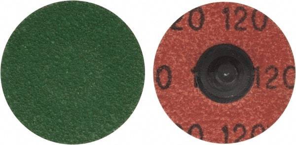 Merit Abrasives - 1-1/2" Disc Diam, 120 Grit, Zirconia Alumina Quick Change Disc - Type R Attaching System, Coated, Blue, Fine Grade, 30,000 RPM, R801 Series - Industrial Tool & Supply