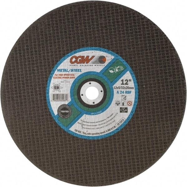 Camel Grinding Wheels - 12" 24 Grit Aluminum Oxide Cutoff Wheel - 5/32" Thick, 20mm Arbor, 6,400 Max RPM - Industrial Tool & Supply