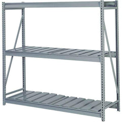 Lyon - 3 Shelf Starter Ribbed Steel Shelving - 10,000 Lb Capacity, 96" Wide x 84" High x 48" Deep, Dove Gray - Industrial Tool & Supply