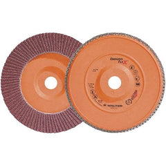 WALTER Surface Technologies - 40 Grit, 7" Disc Diam, 7/8" Center Hole, Zirconia Alumina Flap Disc - 8,600 Max RPM, Plastic Backing, Arbor Attaching System, Coated - Industrial Tool & Supply