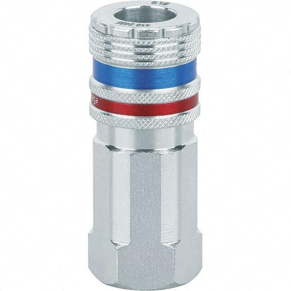 Dynabrade - 1/2 Female NPT Pneumatic Hose Coupler - Steel/Brass, 1/2" Body Diam - Industrial Tool & Supply