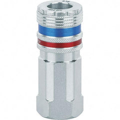 Dynabrade - 1/2 Female NPT Pneumatic Hose Coupler - Steel/Brass, 1/2" Body Diam - Industrial Tool & Supply