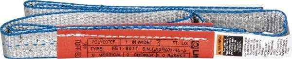 Lift-All - 3' Long x 1" Wide, 1,600 Lb Vertical Capacity, 1 Ply, Polyester Web Sling - 1,250 Lb Choker Capacity, Silver (Color) - Industrial Tool & Supply