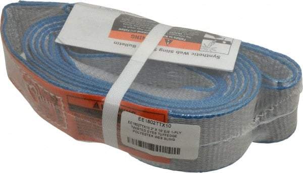 Lift-All - 10' Long x 2" Wide, 3,200 Lb Vertical Capacity, 1 Ply, Polyester Web Sling - 2,500 Lb Choker Capacity, Silver (Color) - Industrial Tool & Supply